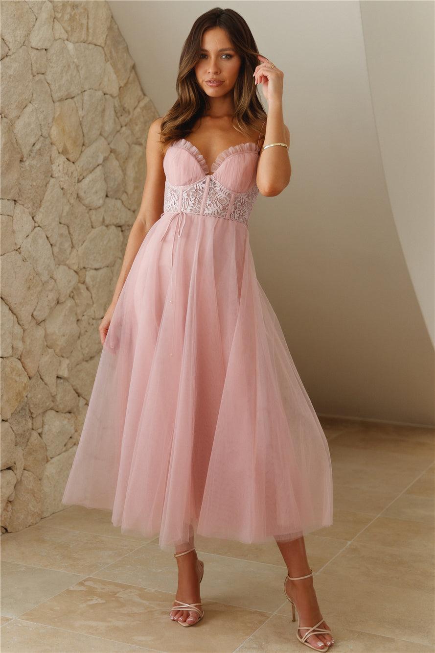 Top Of The Tower Tulle Midi Dress Blush product image