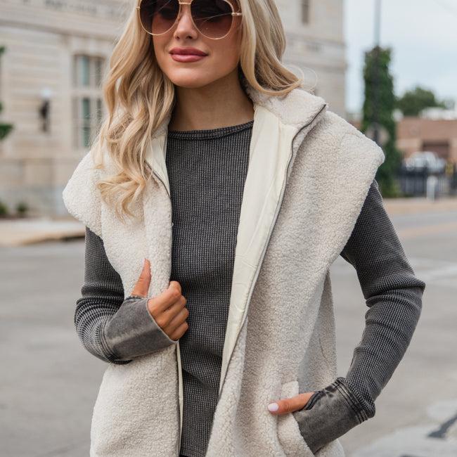 Take Notes Beige Sherpa Vest Product Image