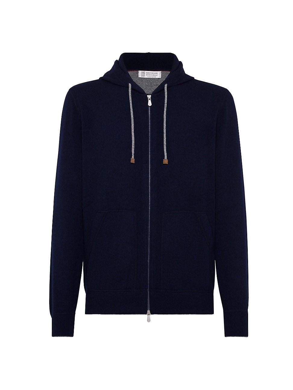 Mens Cashmere Sweatshirt Style Cardigan with Hood Product Image