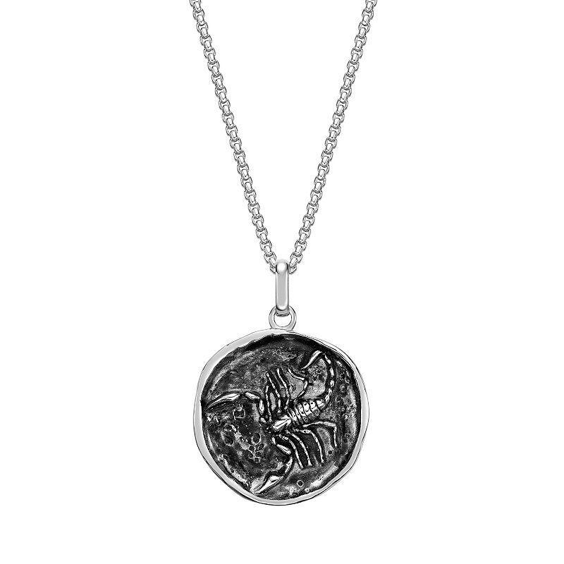 Mens LYNX Stainless Steel Scorpion Medallion Pendant Necklace Two Tone Product Image