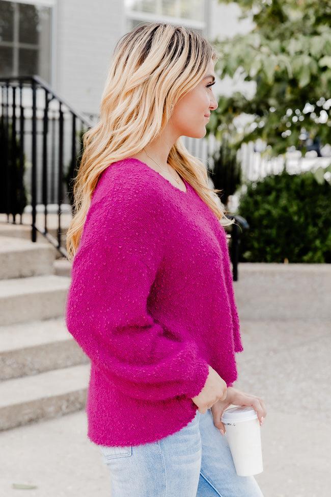 Soft And Sweet Pink Textured Relaxed Fit Sweater FINAL SALE Product Image