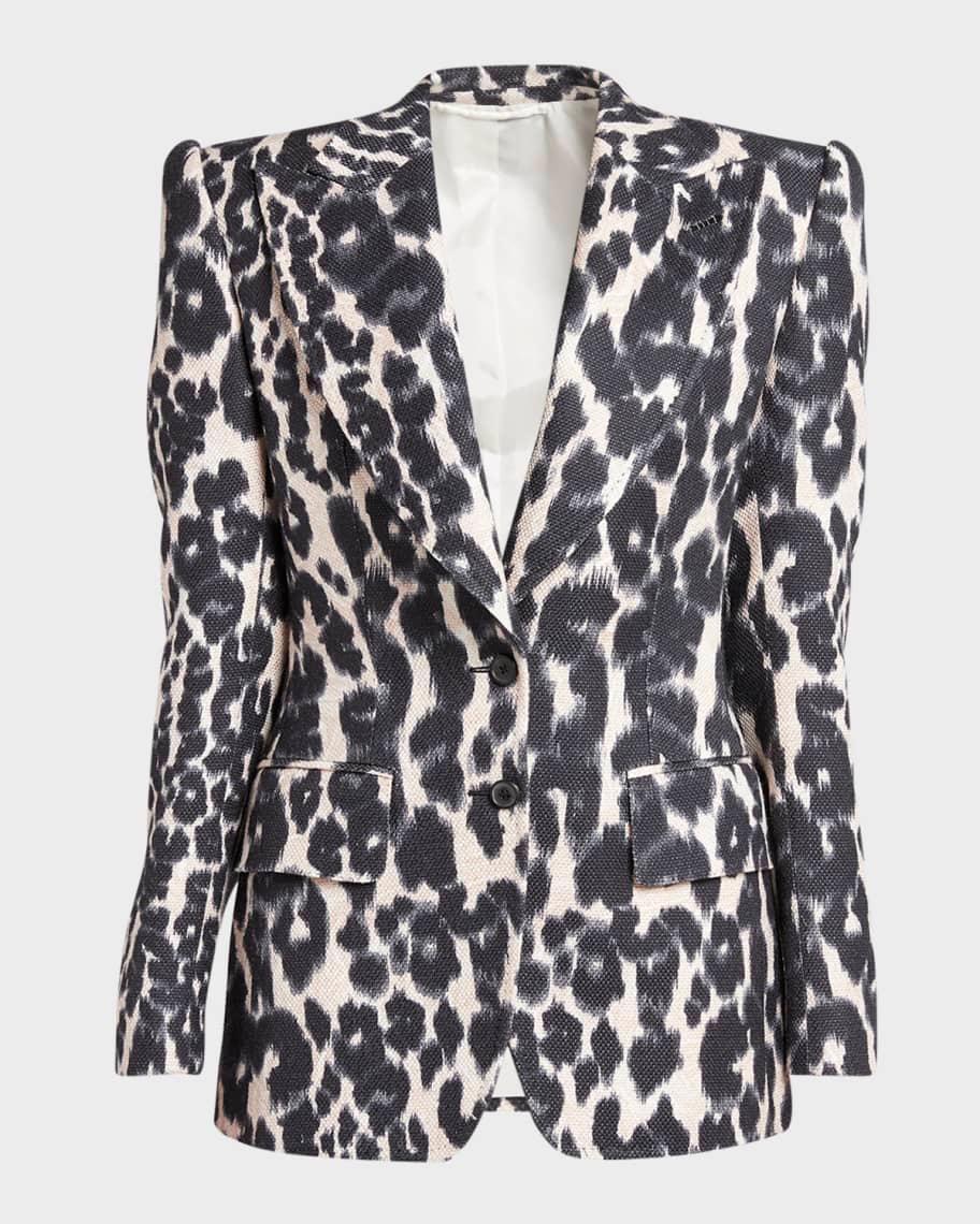 Leopard Print Sculpted Blazer Jacket Product Image