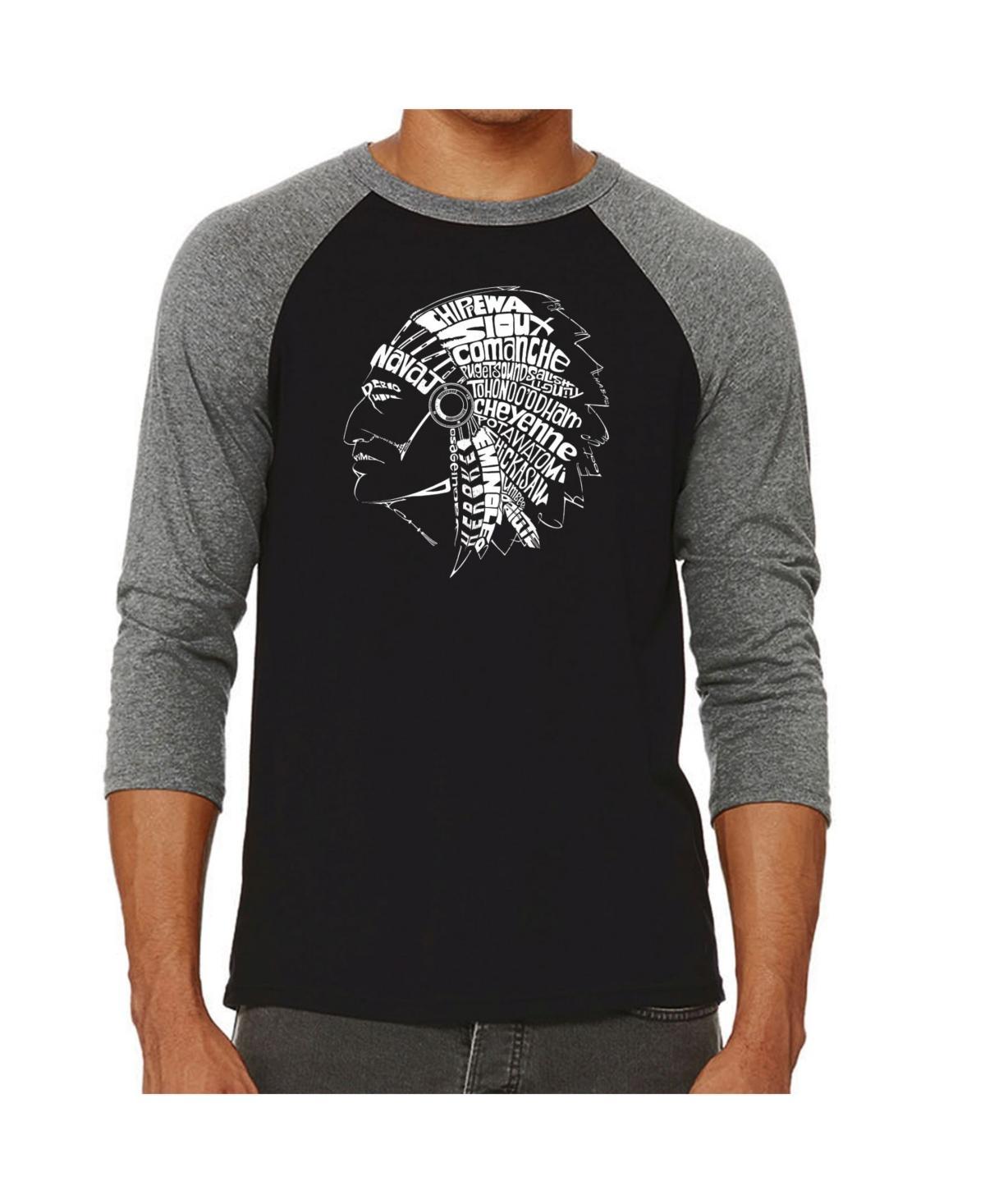 La Pop Art Native American Mens Raglan Word Art T-shirt Product Image