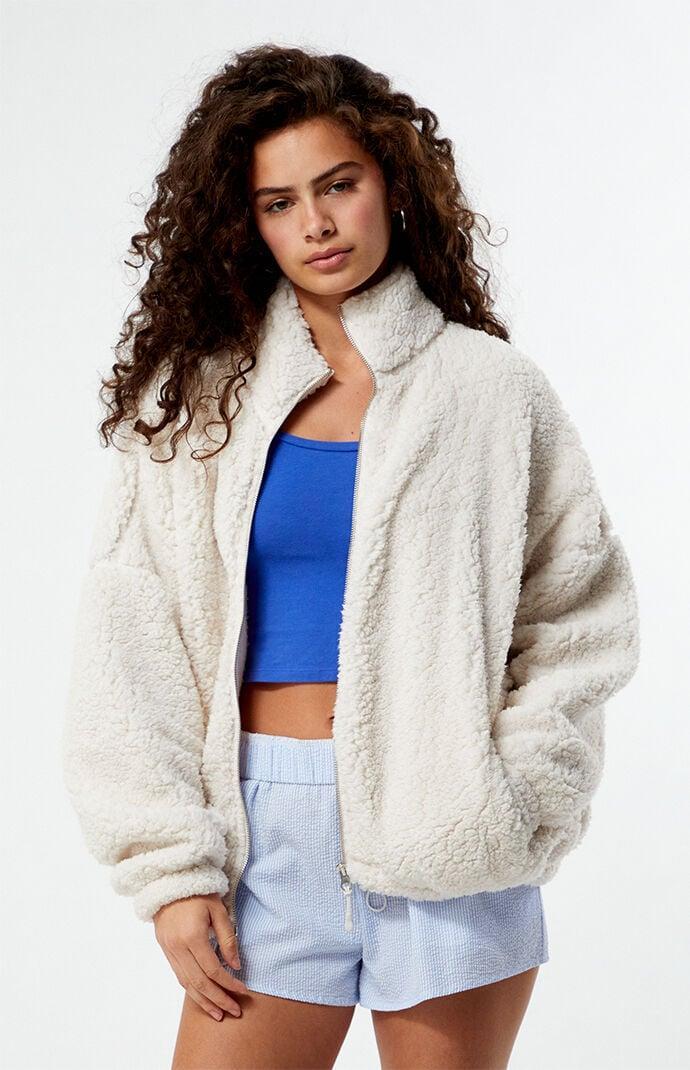 Women's Sherpa Cropped Zip Up Jacket Product Image