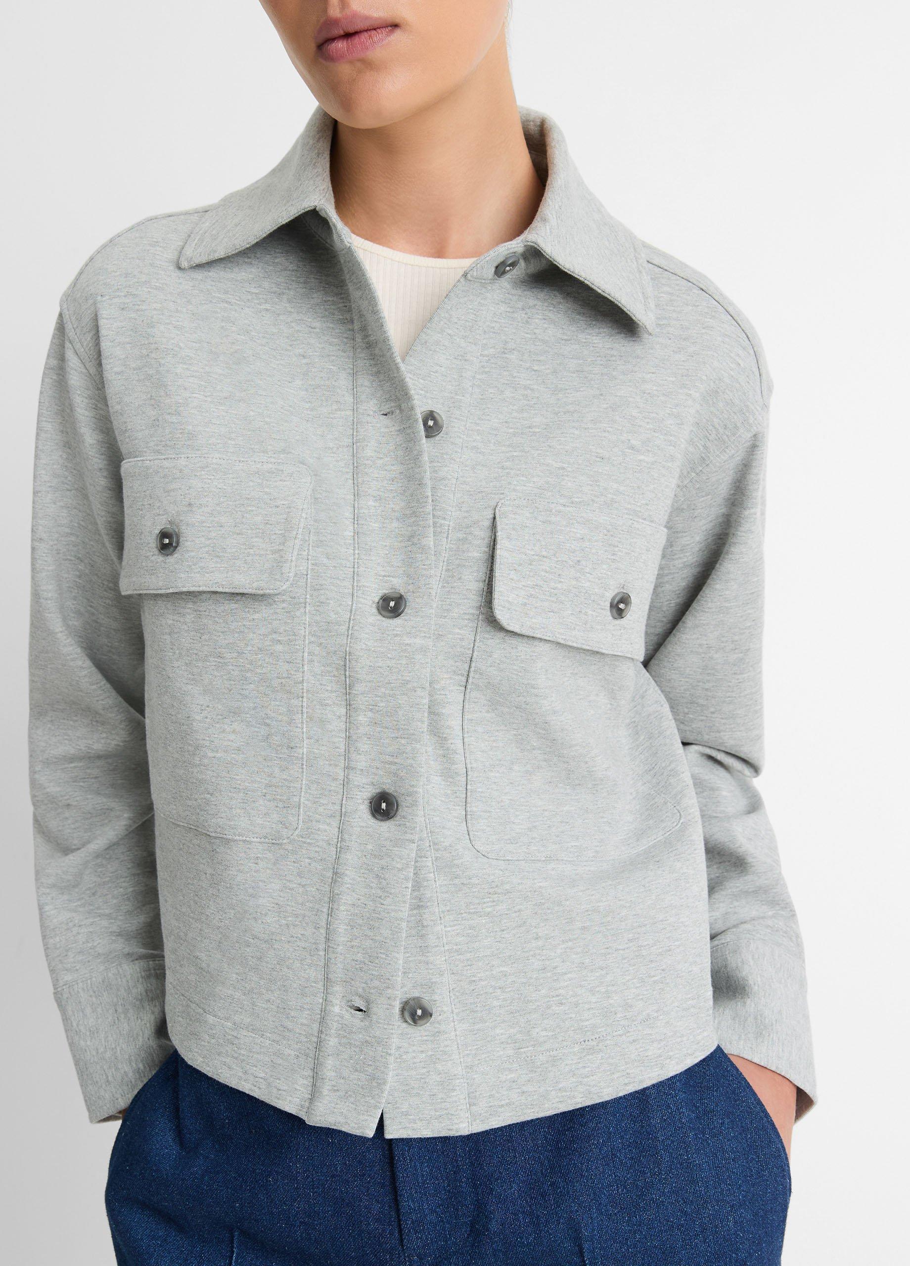 Double-Knit Cotton-Blend Cropped Jacket Product Image