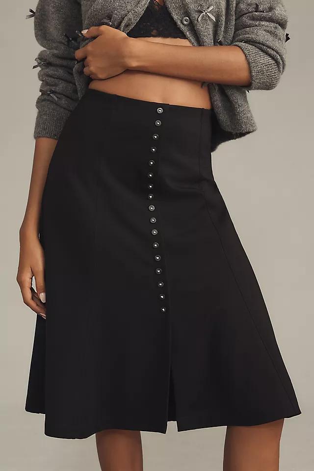 By Anthropologie Button-Front Knit Midi Skirt Product Image