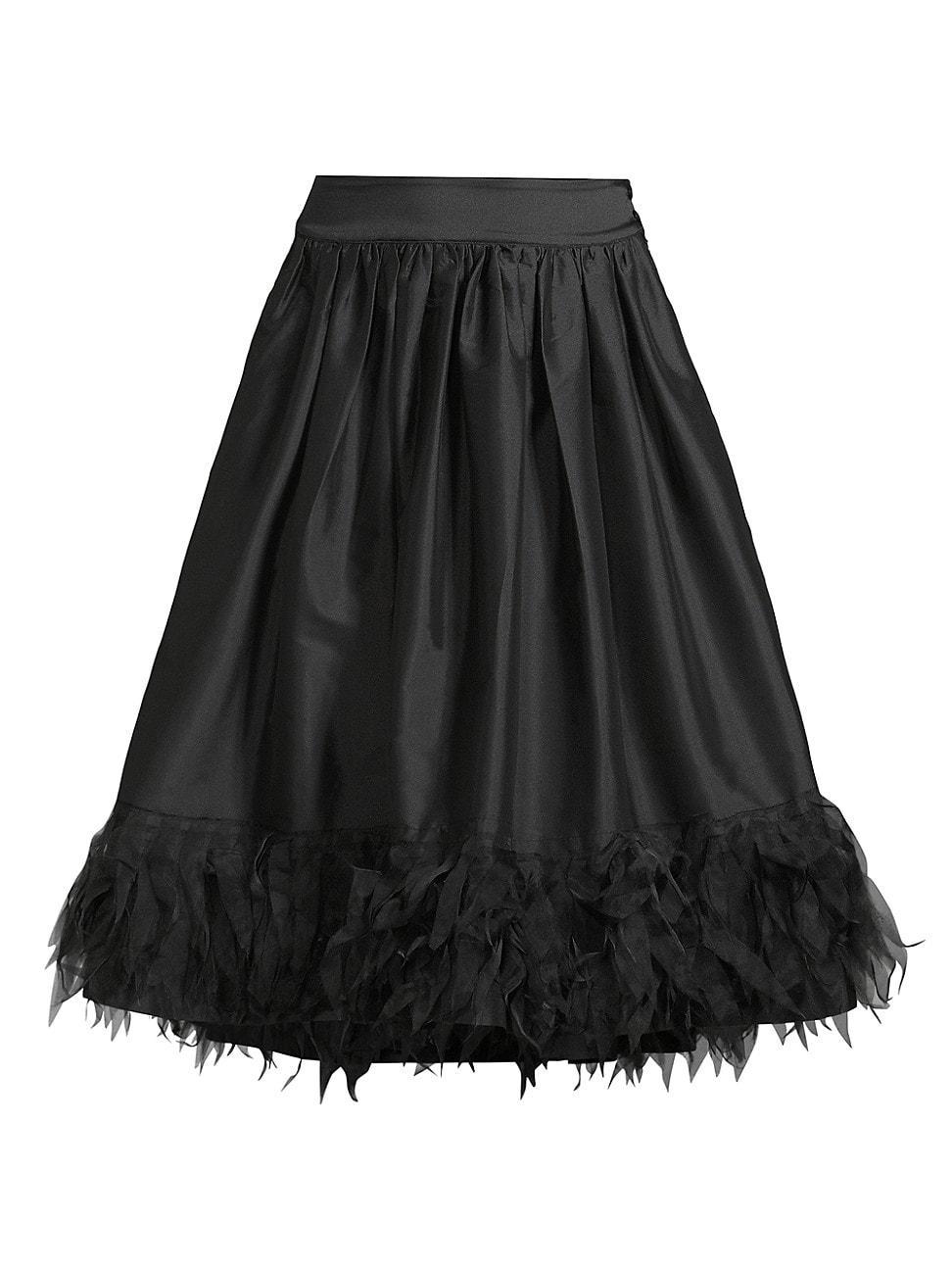 Womens Barbara Organza-Trim Satin Midi-Skirt product image