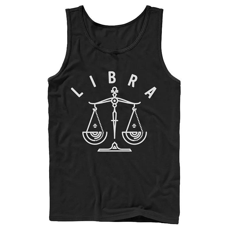 Mens Libra Scale White Ink Sketch Tank Product Image