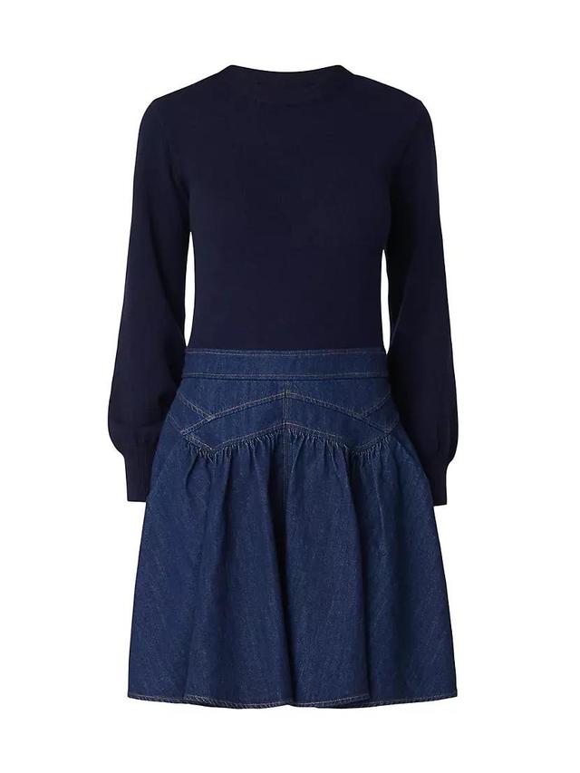 Matilda Wool Denim Combo Minidress Product Image