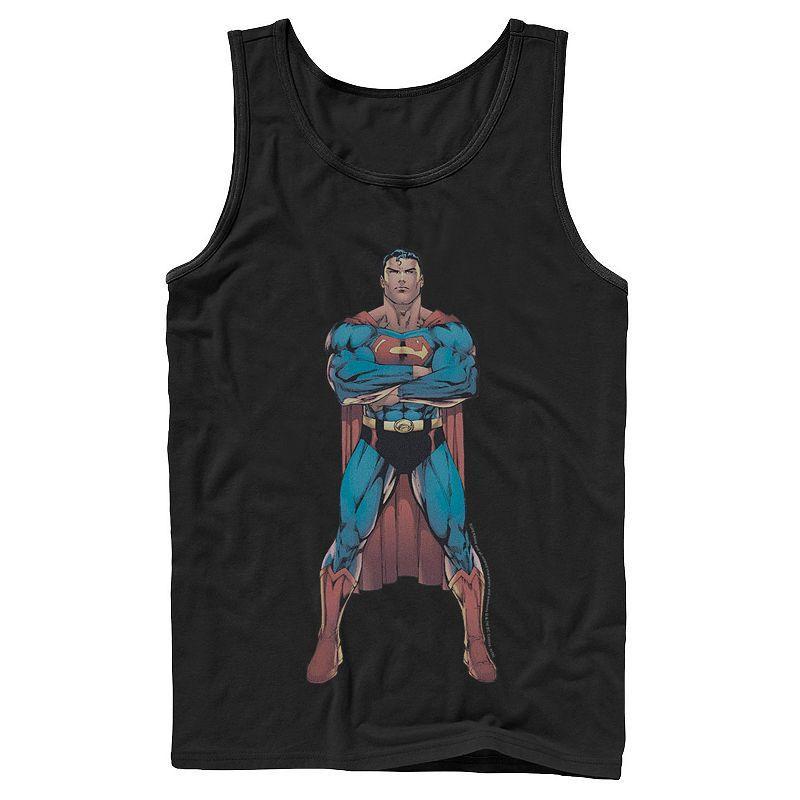 Mens DC Comics Superman Power Stance Comic Poster Tank White Product Image