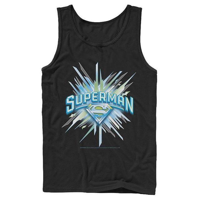 Mens DC Comics Superman Crystal Chest Text Logo Tank Top Product Image