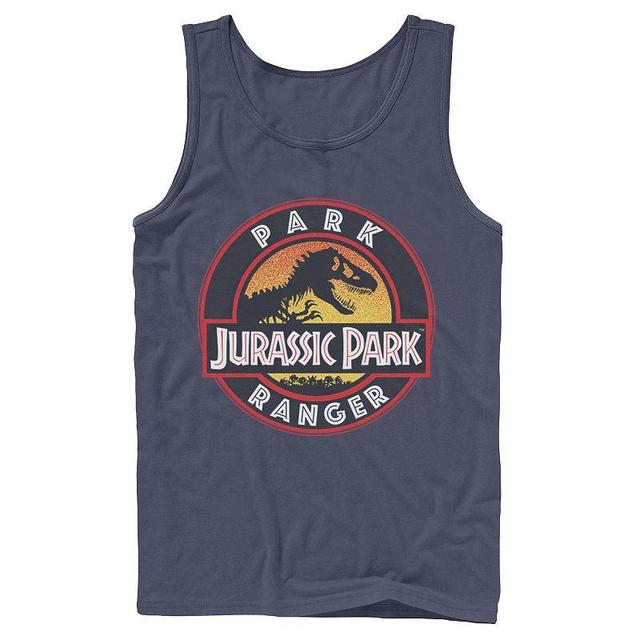 Mens Jurassic Park Ranger Danger Orange Gradient Icon Graphic Tank Top Blue Product Image