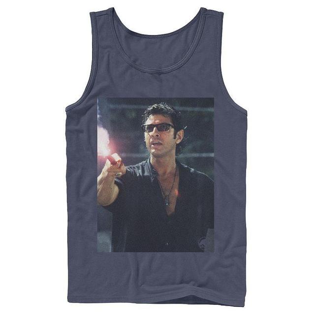 Mens Jurassic Park Ian Malcolm Road Flare Photo Graphic Tank Top Blue Product Image