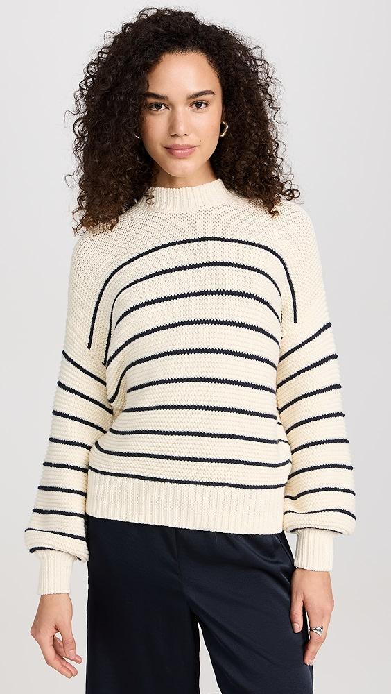 Alex Mill Button-Back Crewneck Sweater in Stripe | Shopbop Product Image