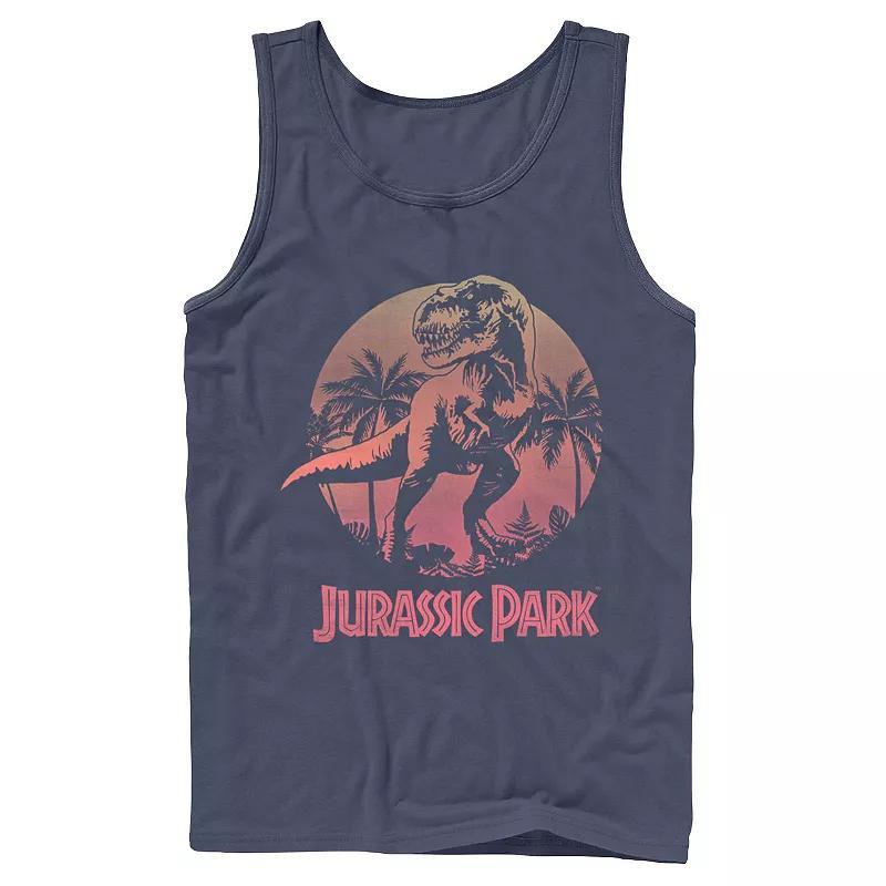 Mens Jurassic Park T-Rex Gradient Sunset Tank Top Grey Product Image