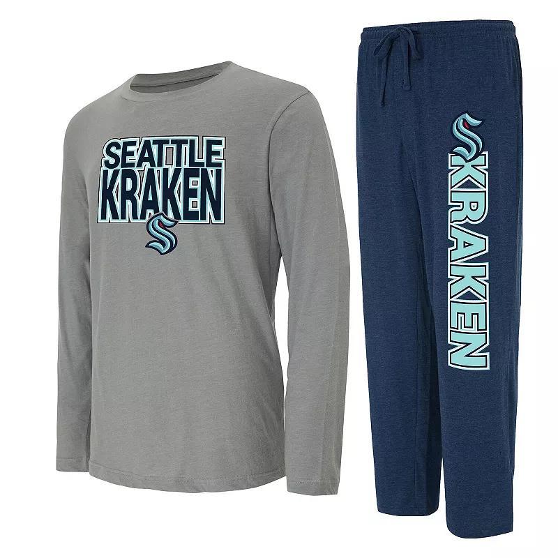 Mens Concepts Sport Navy Seattle Kraken Meter Long Sleeve T-shirt and Pants Sleep Set - Navy Product Image