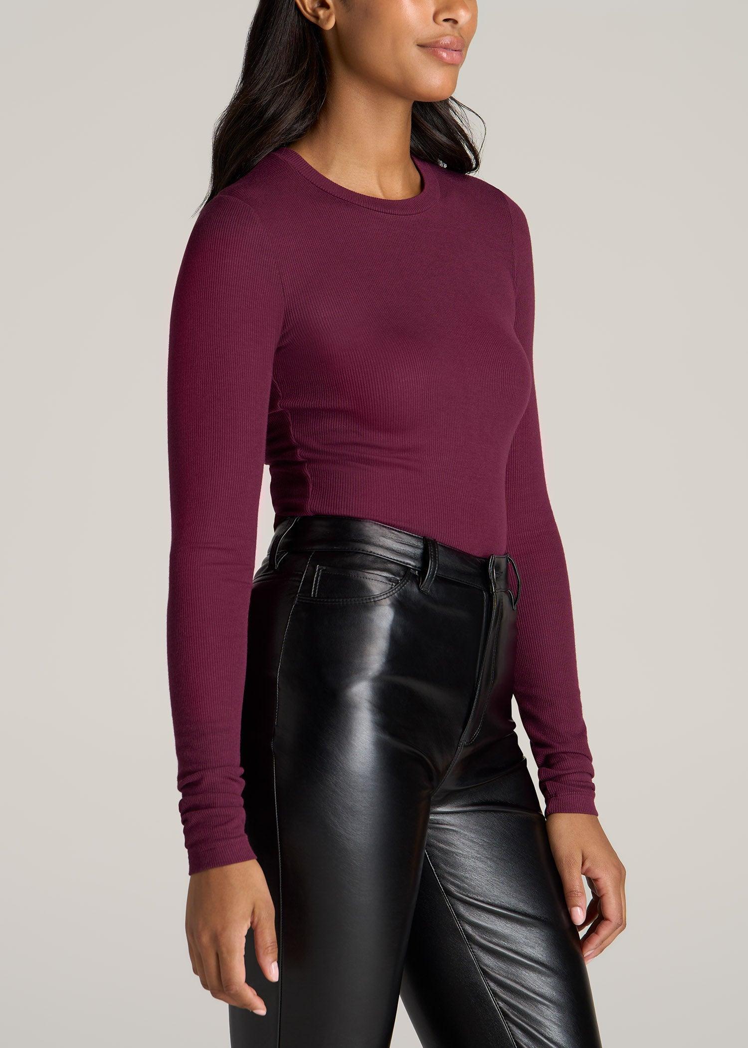 FITTED Ribbed Long Sleeve Tee in Elderberry - Tall Women's Shirts Product Image