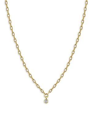 Womens 14K Yellow Gold & Bezel Diamond Chain Necklace Product Image