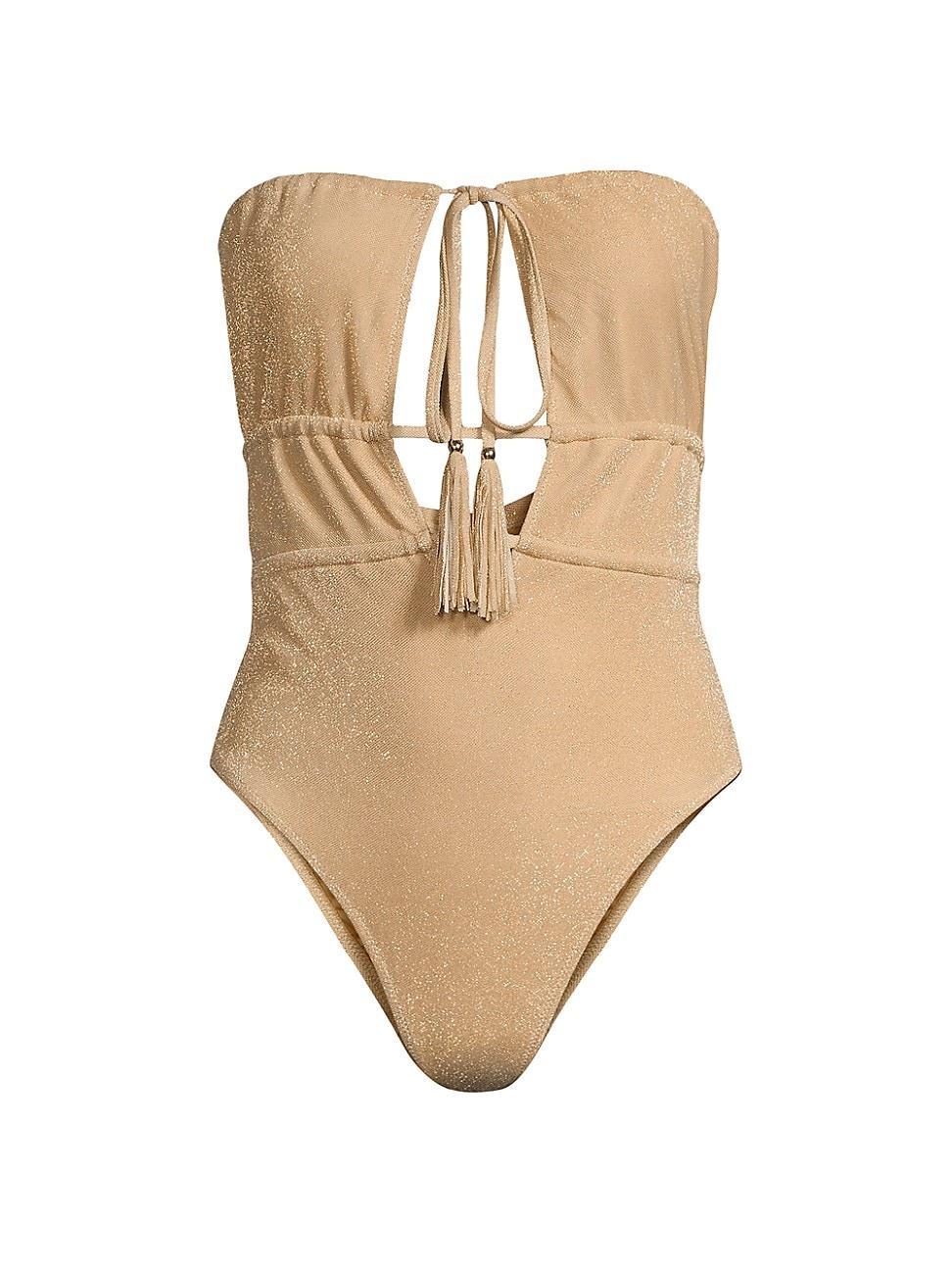 Ramy Brook Marta Metallic Strapless One-Piece Swimsuit Product Image