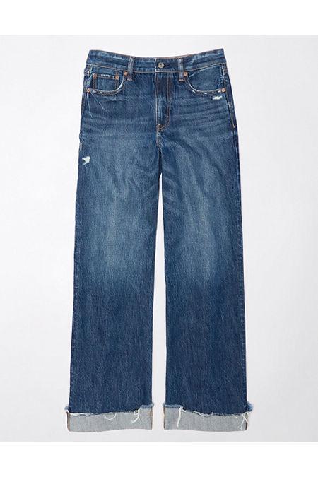 AE Super High-Waisted Baggy Wide-Leg Cuffed Jean Women's Product Image