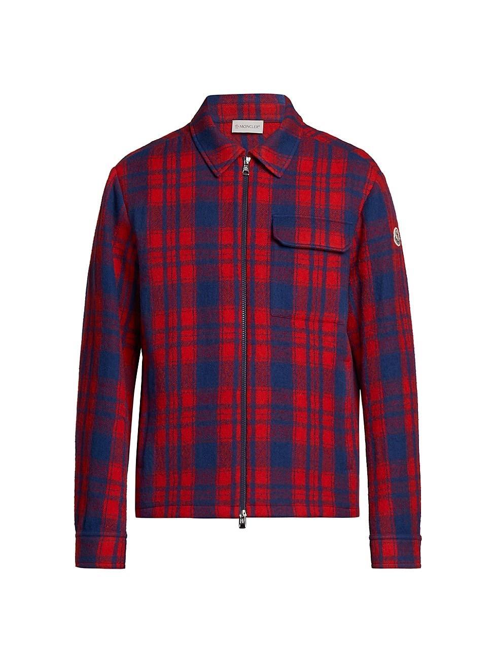 Mens Moncler Man Checked Wool Zip Shirt Product Image