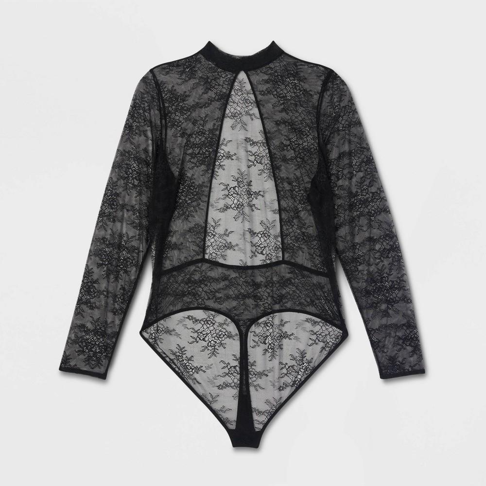 Womens Allover Lace Lingerie Bodysuit - Auden Black 1X Product Image