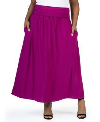 Plus Size Foldover Maxi Skirt With Pockets Product Image