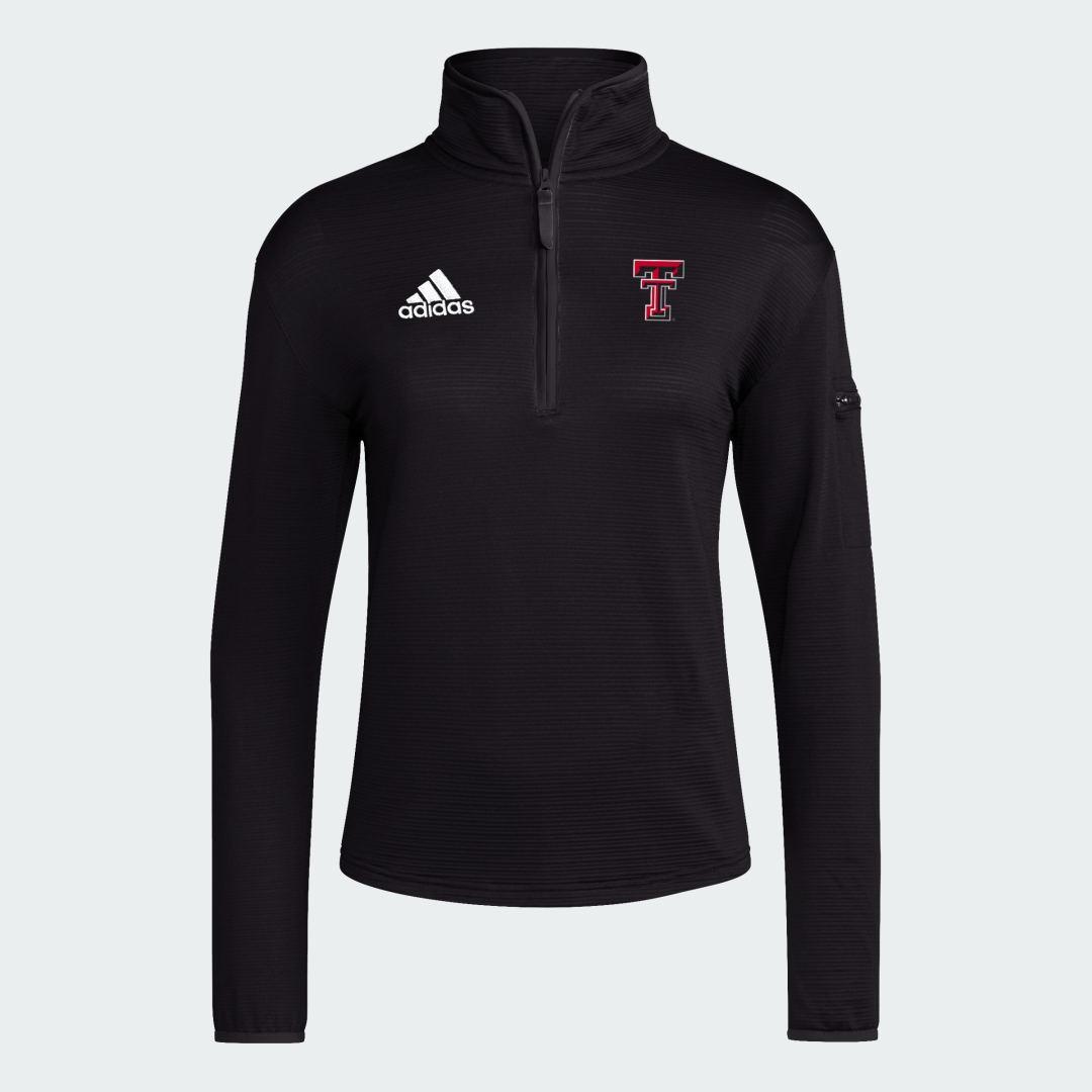 adidas Texas Tech Long Sleeve 1/4-Zip Knit Jacket Black M Womens Product Image