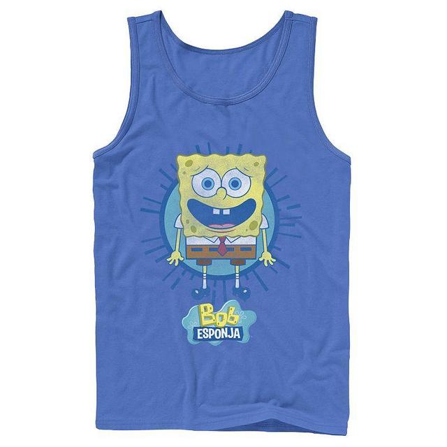 Mens Nickelodeon SpongeBob SquarePants Bob Rays Spanish Graphic Tank Top Blue Product Image