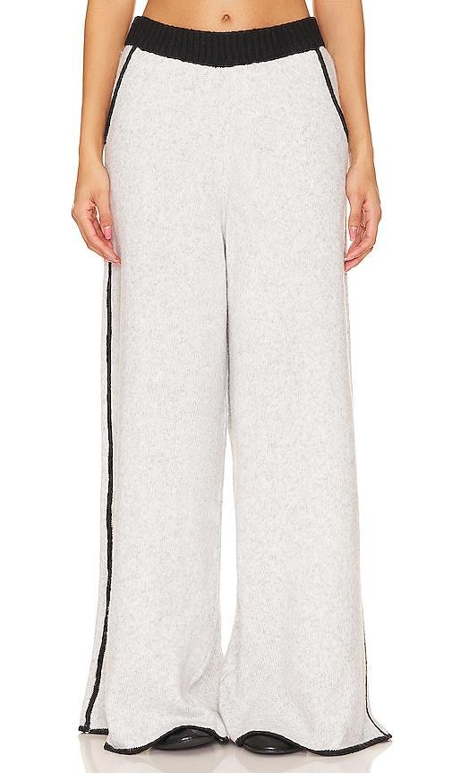 WeWoreWhat Piped Wide Leg Pull On Knit Pant in Grey. Product Image