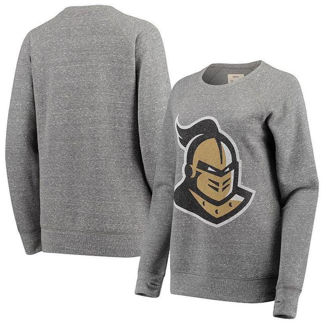 Womens Pressbox Heathered Gray UCF Knights Big Team Logo Knobi Fleece Tri-Blend Crew Neck Sweatshirt Product Image