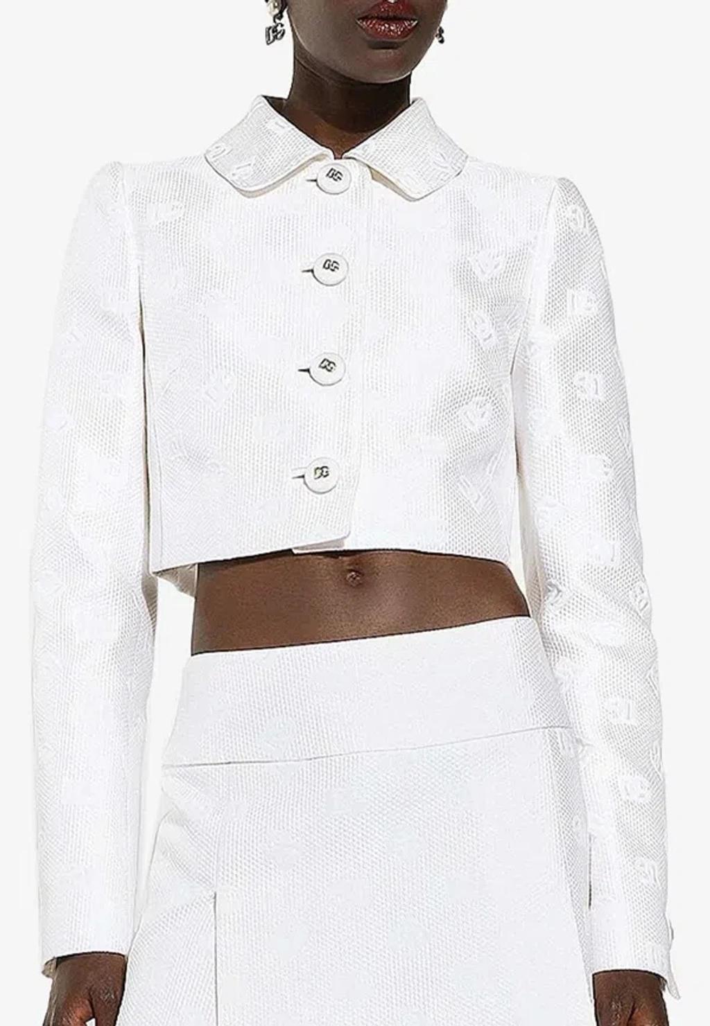 Cropped Dg Logo Jacket In White Product Image