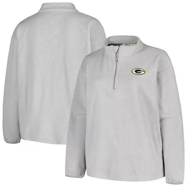 Womens Profile Gray Green Bay Packers Plus Size Sherpa Quarter-Zip Jacket Product Image