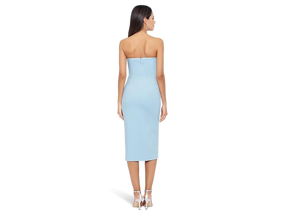 XSCAPE Midi Scuba Crepe Strapless Cutout Dress (Aqua) Women's Clothing Product Image