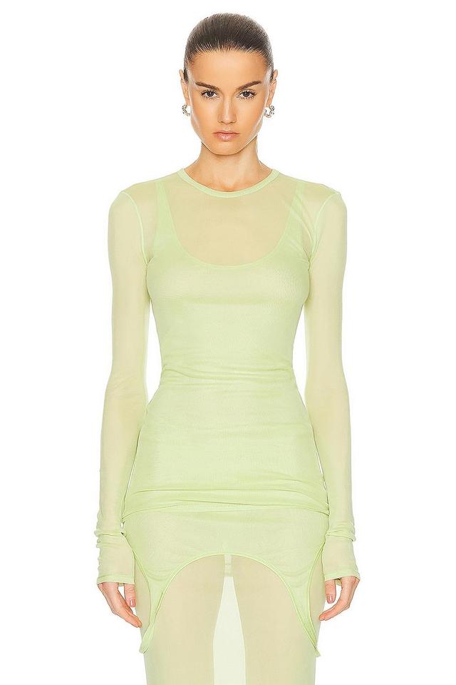 GRLFRND Long Sleeve Mesh Tee in Green Product Image