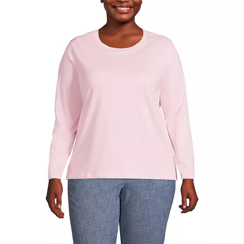 Plus Size Lands End Relaxed Supima Cotton Crewneck Tee, Womens Product Image