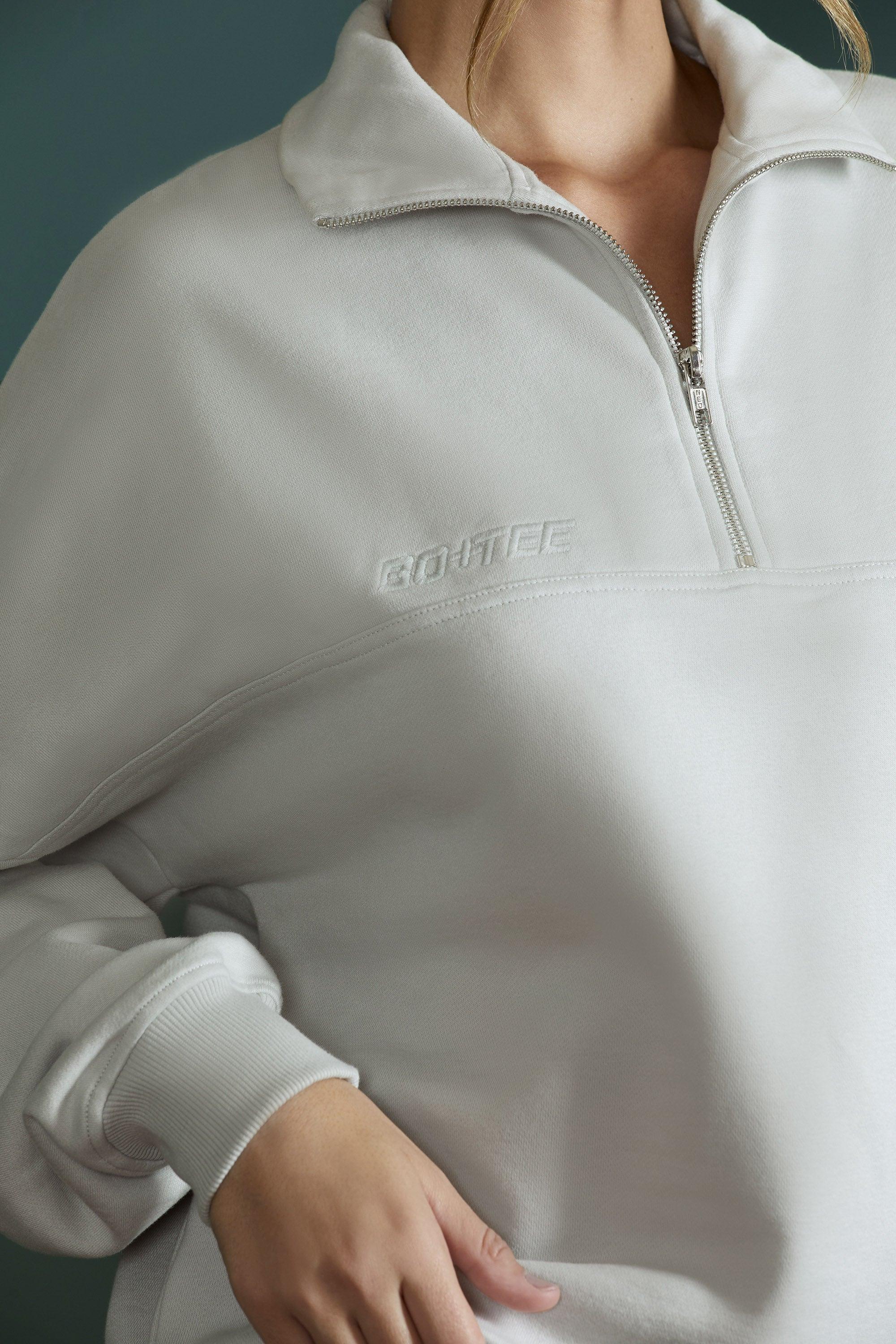 Oversized Half Zip Sweatshirt in Grey Product Image