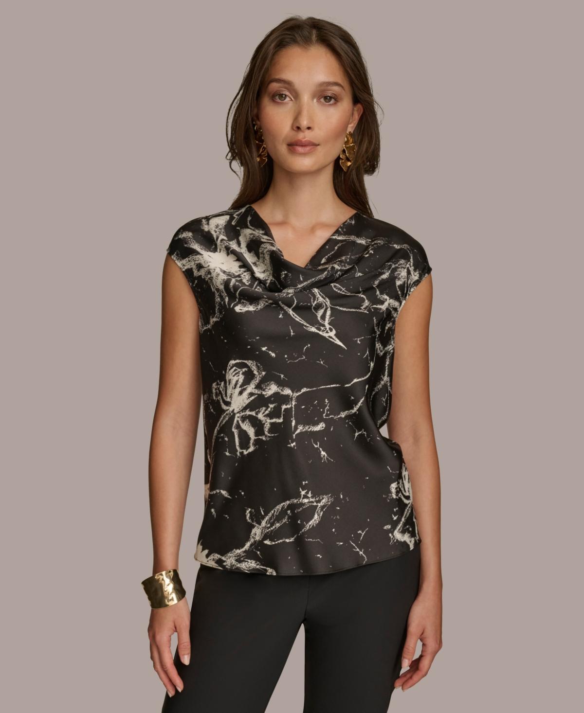 Donna Karan Womens Sleeveless Cowlneck Blouse Product Image