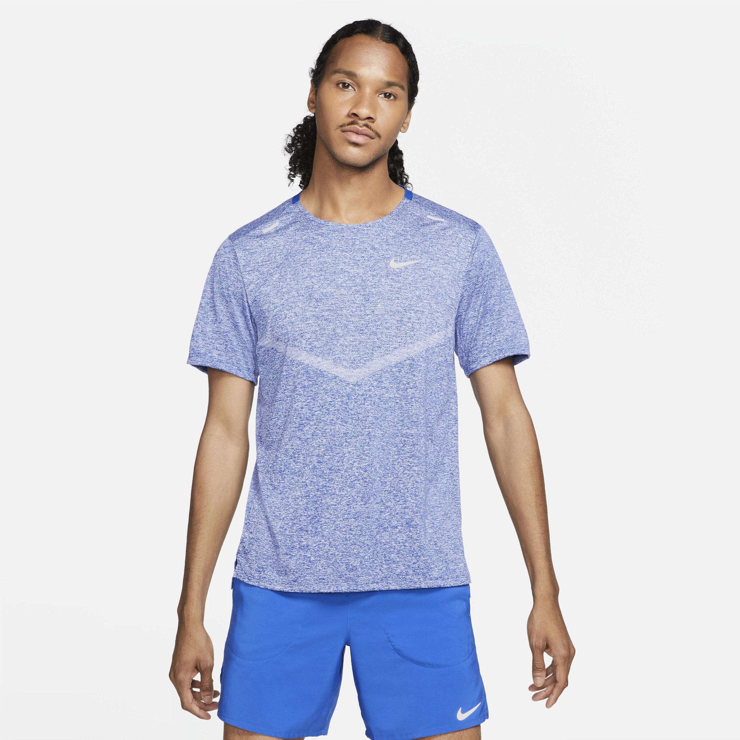 Nike Mens Dri-Fit Rise 365 Short Sleeve T-Shirt - Reflective Silver/Game Royal Product Image