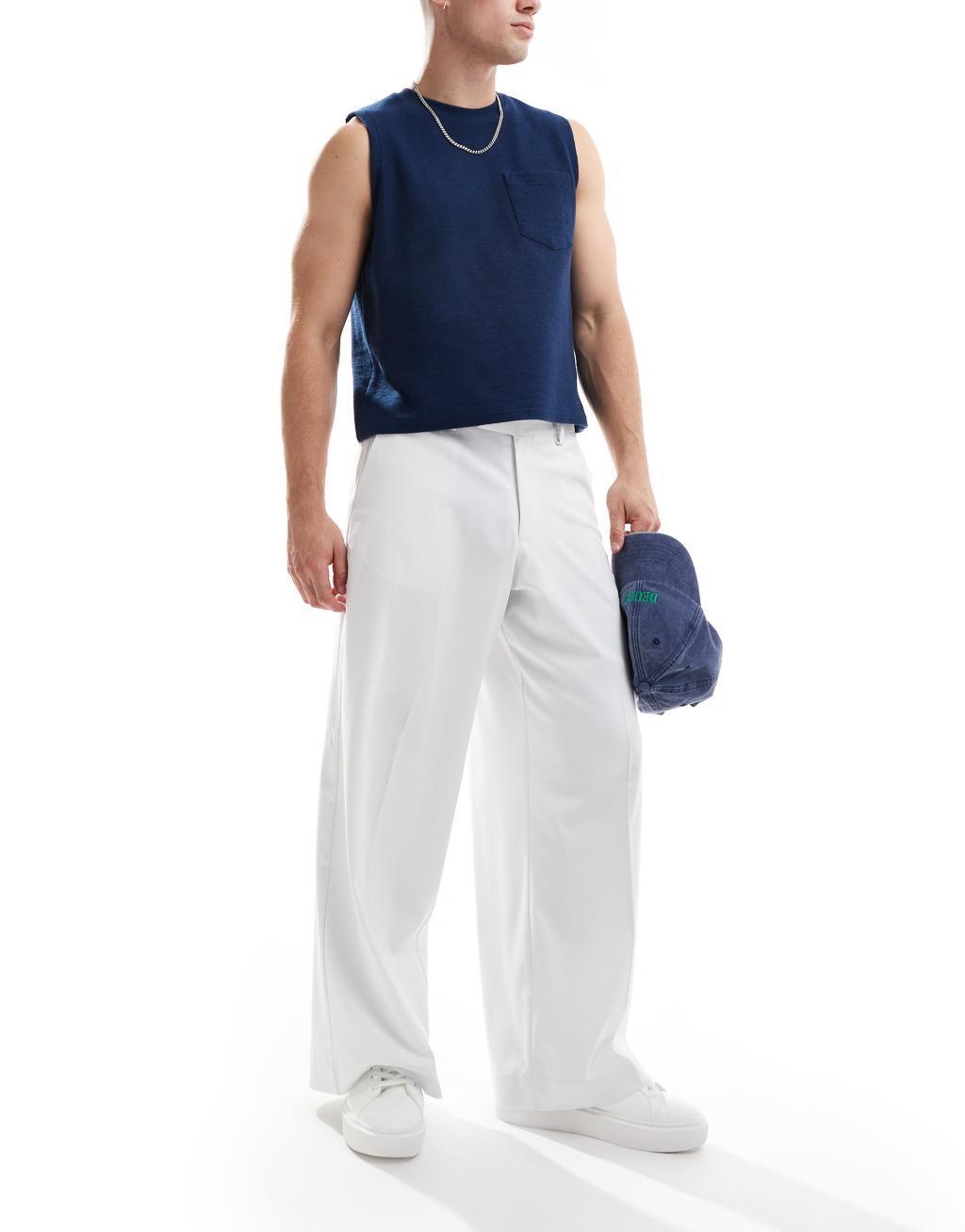 ASOS DESIGN loose fit dress pants in white Product Image