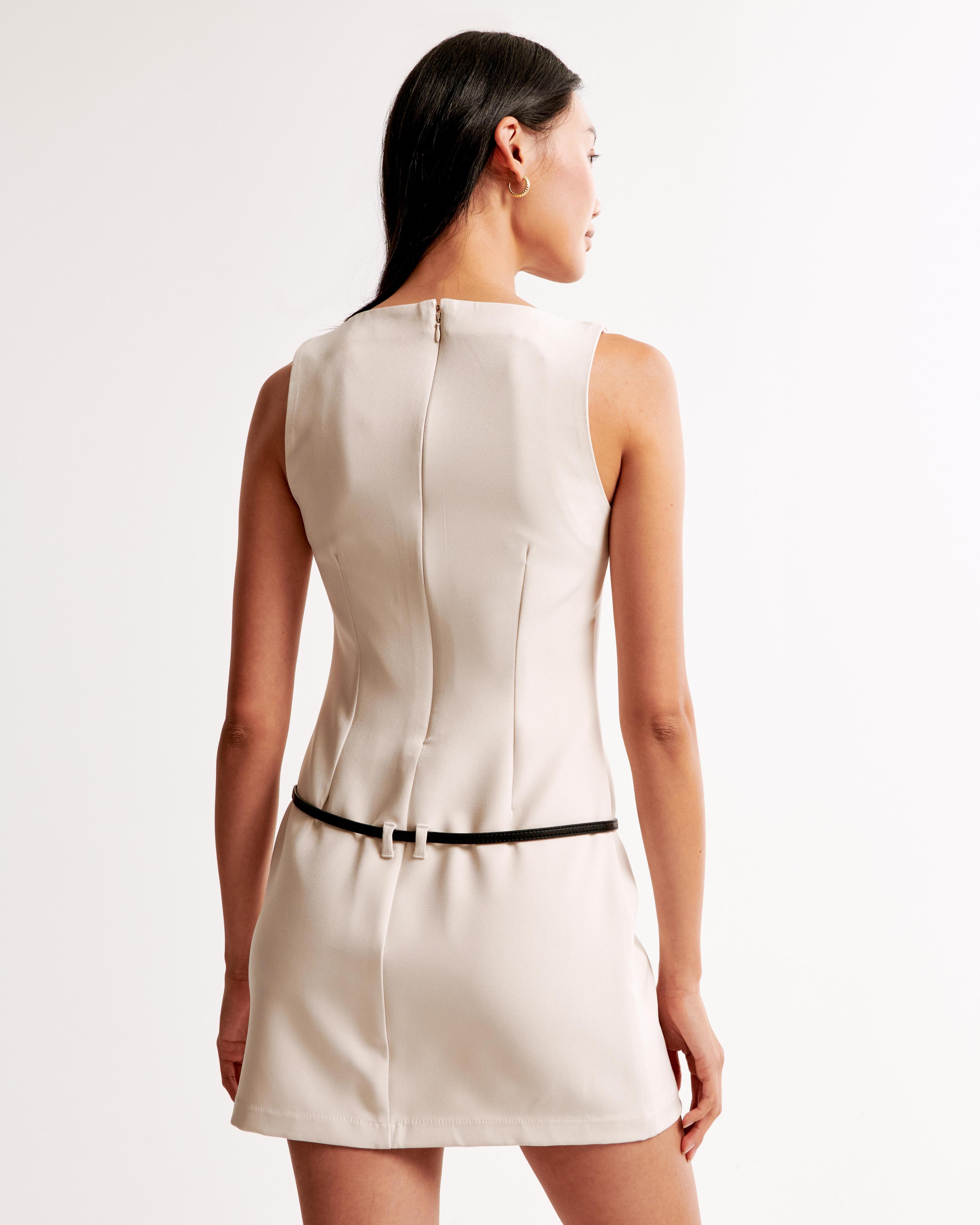 Squareneck Belted Mini Dress Product Image