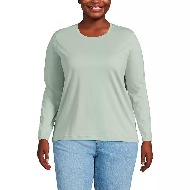 Plus Size Lands End Relaxed Supima Cotton Crewneck Tee, Womens Product Image