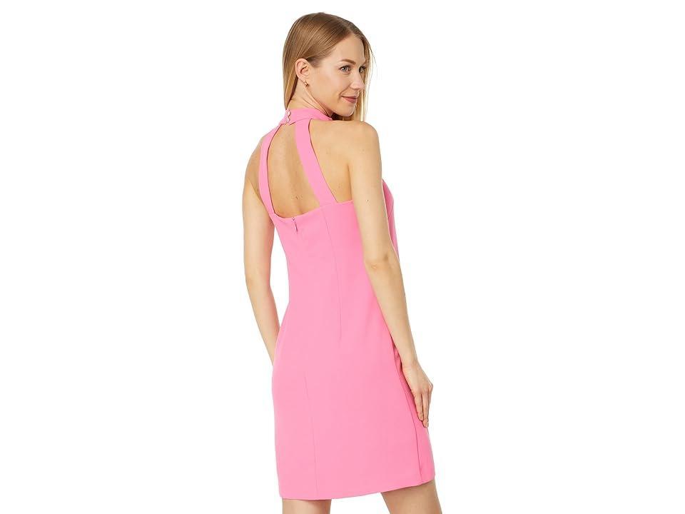 Vince Camuto Open Back Halter Neck Crepe Shift Dress with Bow (Lipstick) Women's Dress Product Image