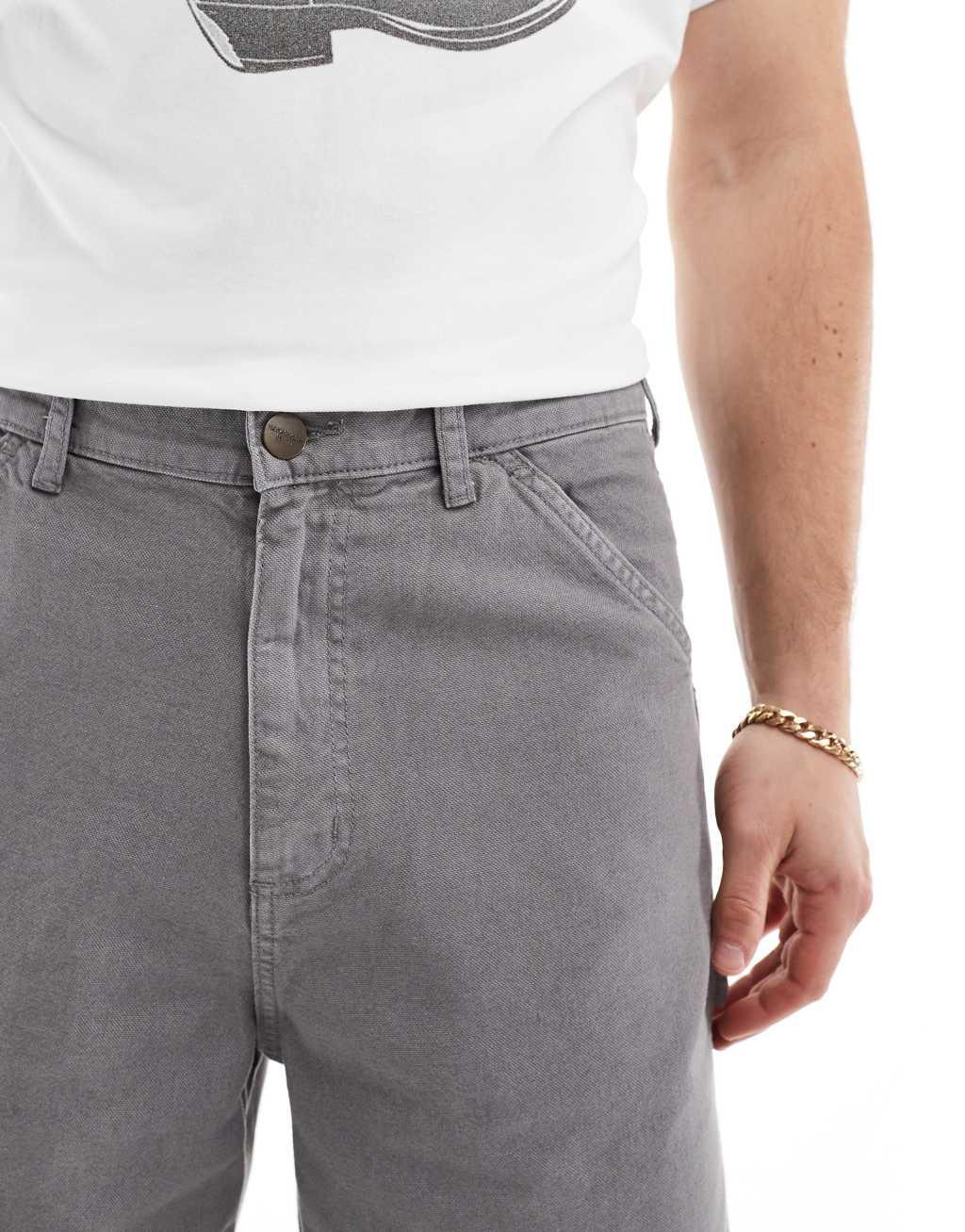 Jack & Jones baggy fit carpenter shorts in gray  Product Image