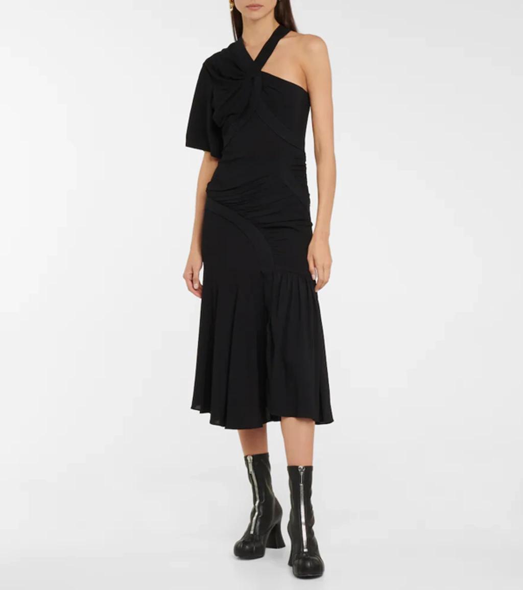 Emmeline Ruched Jersey Midi Dress In Black Product Image