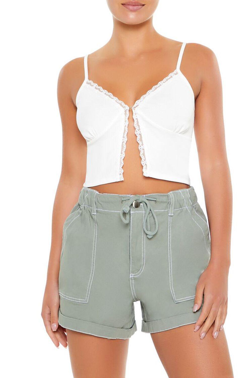 Drawstring Mid-Rise Trouser Shorts | Forever 21 Product Image