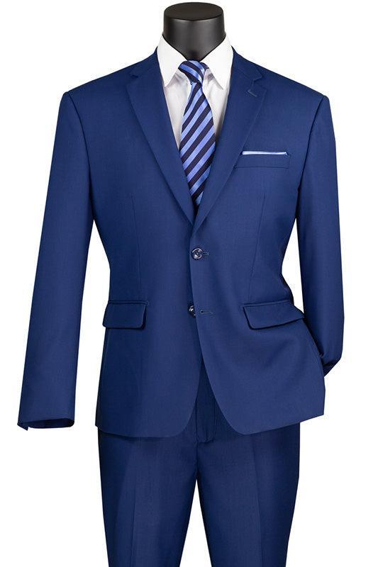 Nola Collection - Twilight Blue Regular Fit 2 Piece Suit Flat Front Pants with 2″ Elastic Waistband Product Image