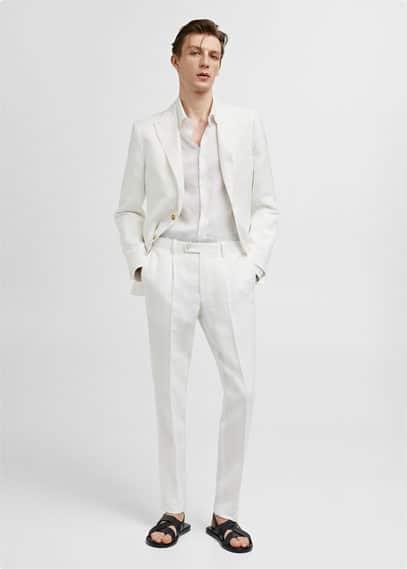 MANGO MAN - Slim fit cotton and linen suit pants whiteMen Product Image