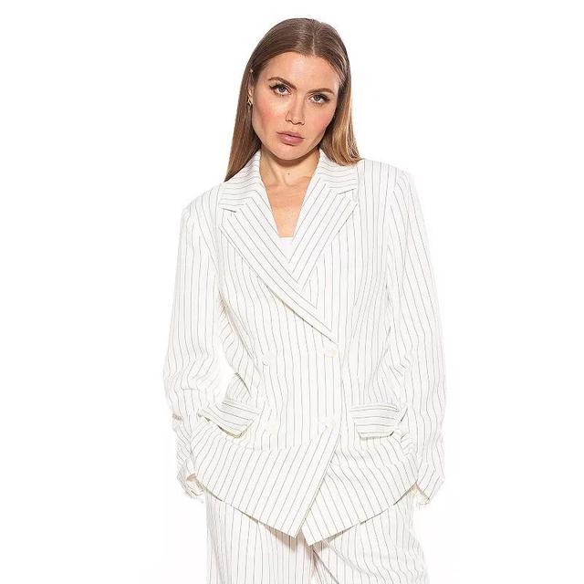 Alexia Admor Womens Pinstripe Double Breasted Blazer - Grey Stripe Product Image