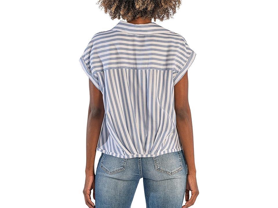 KUT from the Kloth Gaia- Pleated Top With Short Cuffed Sleeves White) Women's Clothing Product Image